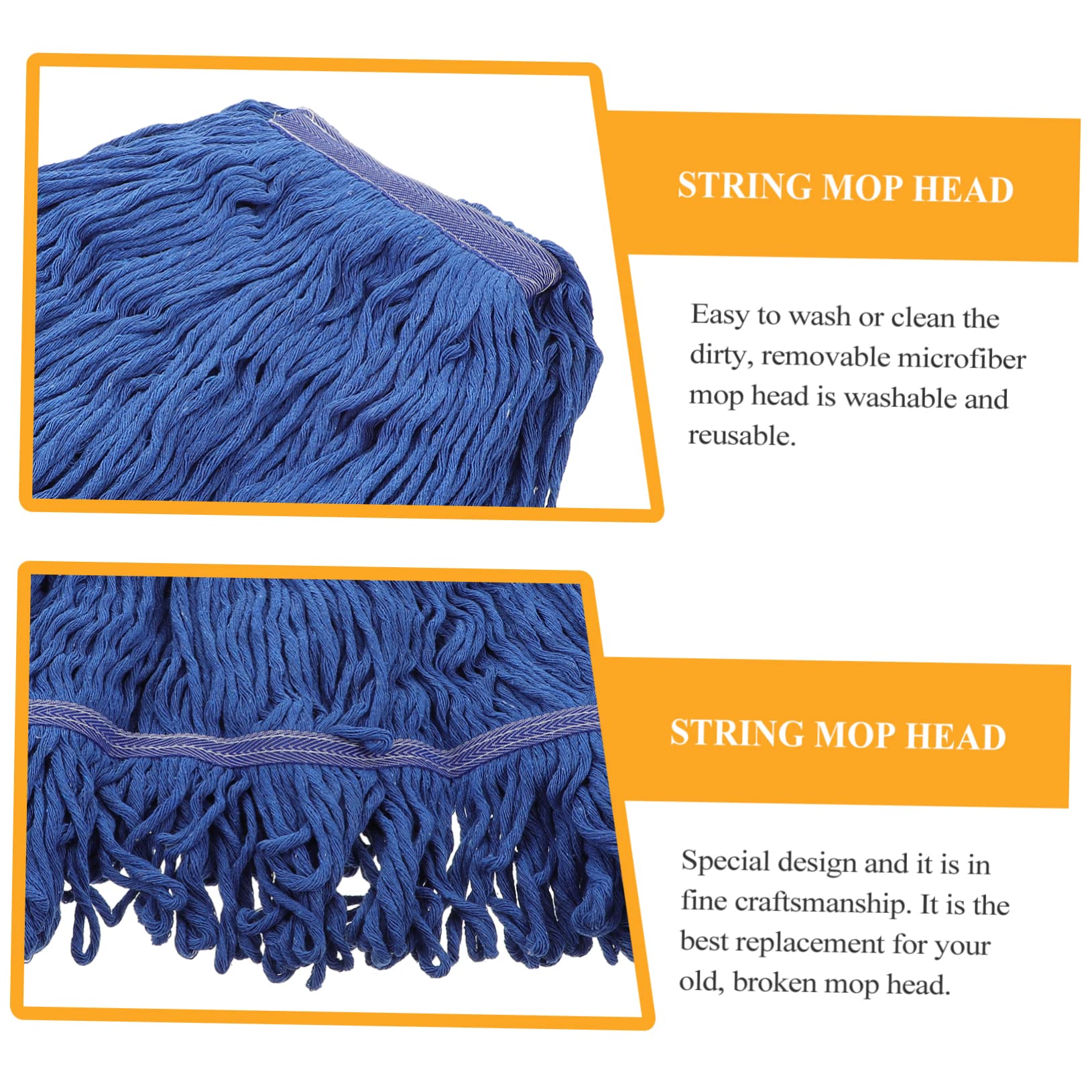VILLFUL String Mop Replacement Head Dry Mop Pads Heated Hair Rollers Commercial Cut End Cotton Mop Cotton Yarn Mop Head Heavy Duty Mop Refill Cotton Yarn Mop Pad Color Separation