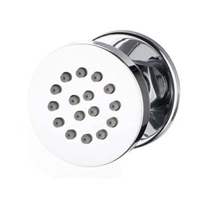 yalsfowe round shower body sprays chrome, 2 inches shower jets system, brass spa massage showerhead wall mounted, angle adjustable, high pressure shower head,1pcs