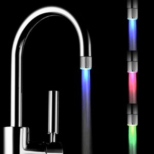 LED Water Faucet Head, RGB Color Temperature Sensitive Gradient Water Stream Color Changing Kitchen Spray Head Adapter Sink Lights for Kitchen and Bathroom(0.98X0.98X1.34In)