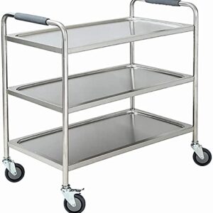 Medical Cart Household Utility Carts Trolley, Lab Cart Trolley On Wheels Tool 3 Tier Medical Equipment Cart with Brake Universal Wheel Hotel Dining Cart Beauty Salon SPA Rolling Trolley 90cm Hieght