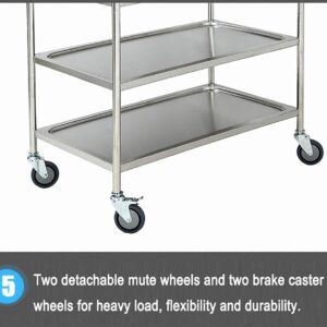 Medical Cart Household Utility Carts Trolley, Lab Cart Trolley On Wheels Tool 3 Tier Medical Equipment Cart with Brake Universal Wheel Hotel Dining Cart Beauty Salon SPA Rolling Trolley 90cm Hieght