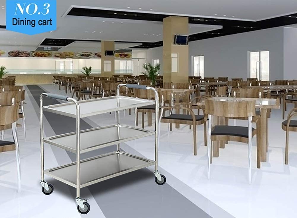 Medical Cart Household Utility Carts Trolley, Lab Cart Trolley On Wheels Tool 3 Tier Medical Equipment Cart with Brake Universal Wheel Hotel Dining Cart Beauty Salon SPA Rolling Trolley 90cm Hieght