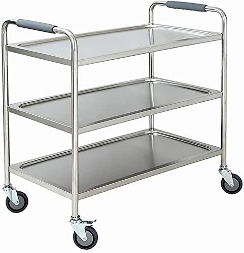 Medical Cart Household Utility Carts Trolley, Lab Cart Trolley On Wheels Tool 3 Tier Medical Equipment Cart with Brake Universal Wheel Hotel Dining Cart Beauty Salon SPA Rolling Trolley 90cm Hieght