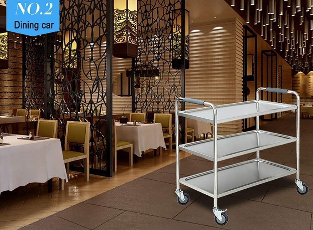 Medical Cart Household Utility Carts Trolley, Lab Cart Trolley On Wheels Tool 3 Tier Medical Equipment Cart with Brake Universal Wheel Hotel Dining Cart Beauty Salon SPA Rolling Trolley 90cm Hieght