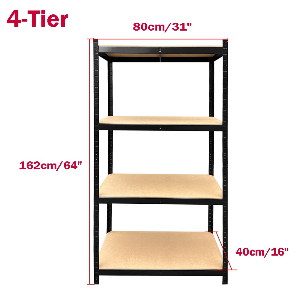 AUTOFU Garage Shelving Heavy Duty Storage Shelves Standing Shelf Units Adjustable 4-Tier Metal Shelving Unit Organization Shelf Black 31" W x 16" D x 64" H