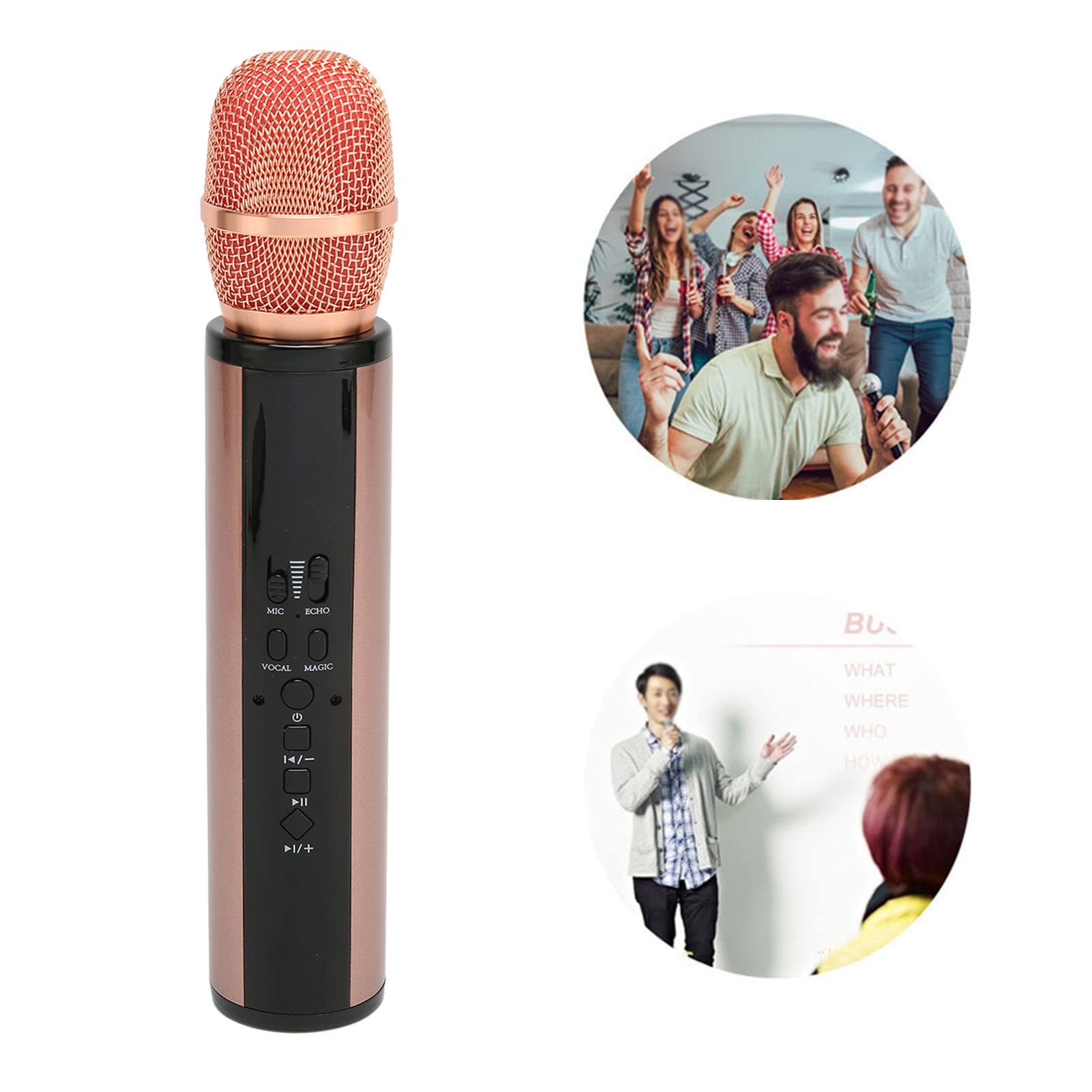 GOWENIC Karaoke Microphone, Portable Handheld Wireless Microphone for Bluetooth, Rechargeable Kids Microphone with Recording for Home KTV Kids Birthday Party ()