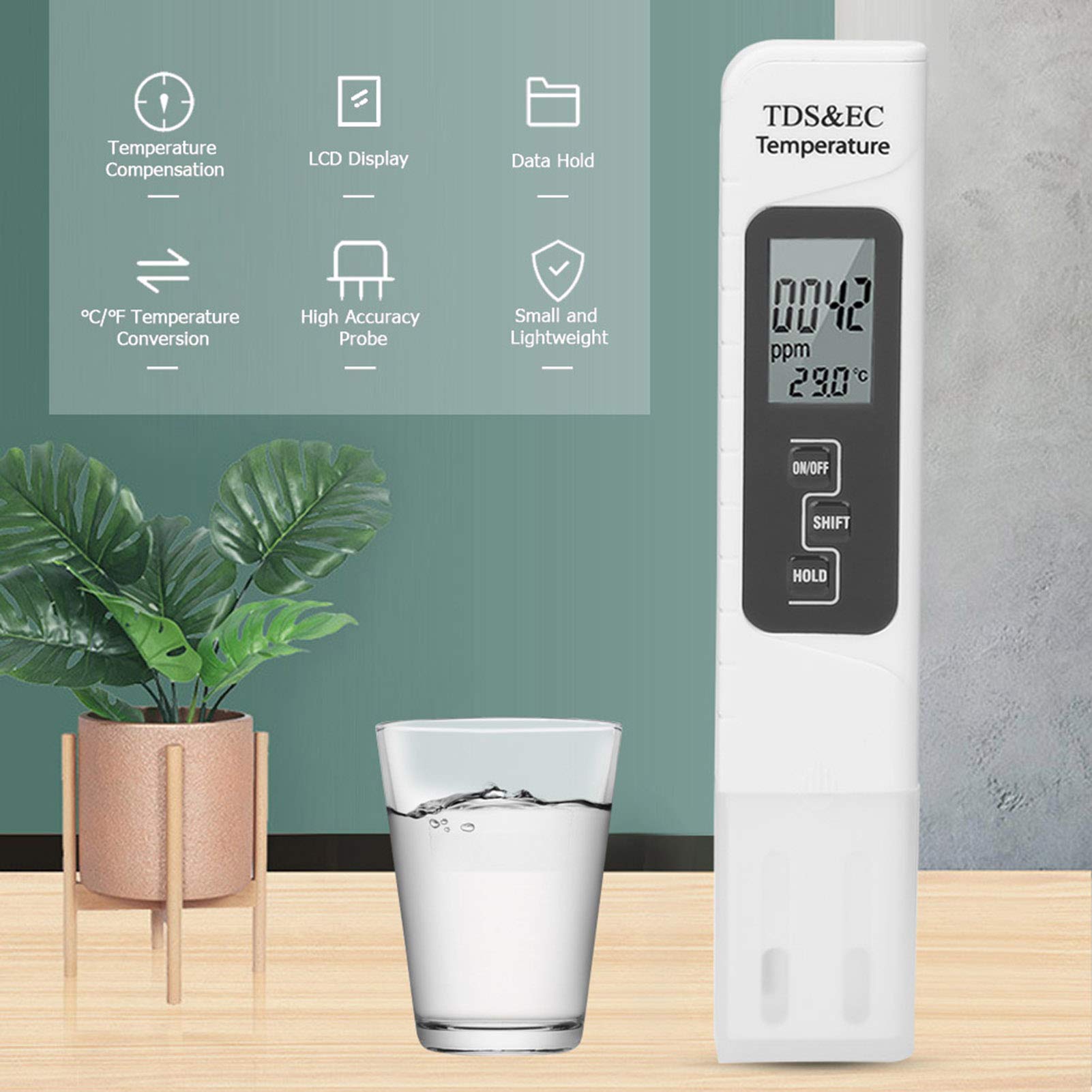 Deosdum 3 in 1 Water Quality Tester TDS EC Conductivity Temperature Meter for Household Water