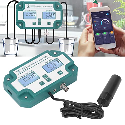 Water Quality Meter 6 in 1 PH TDS EC SG Salt Temperature Tester WiFi Connection Aquarium Thermometer for Environmental Water