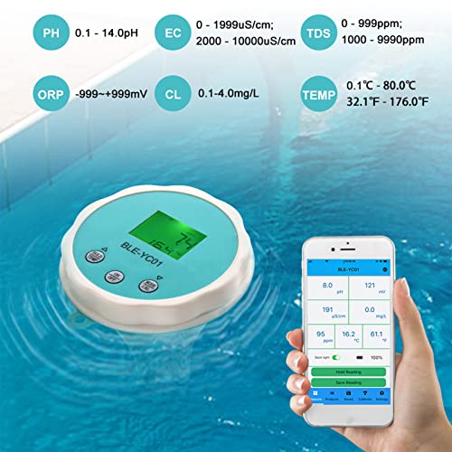 Mumusuki Digital Water Tester, Water Testing Meter 6 in 1 PH EC TDS ORP Temp Water Tester Pen Easy to Use Water Quality Tester for Swimming Pool