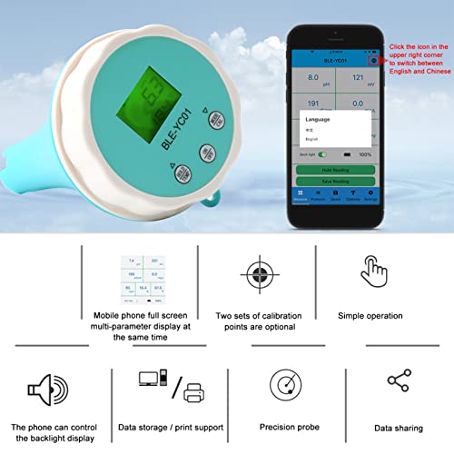 Mumusuki Digital Water Tester, Water Testing Meter 6 in 1 PH EC TDS ORP Temp Water Tester Pen Easy to Use Water Quality Tester for Swimming Pool