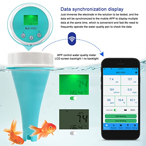 Mumusuki Digital Water Tester, Water Testing Meter 6 in 1 PH EC TDS ORP Temp Water Tester Pen Easy to Use Water Quality Tester for Swimming Pool