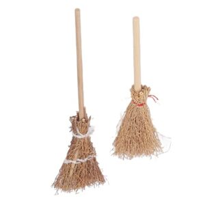 fotabpyti halloween straw craft, mini witch broom lifelike 20pcs for role playing games