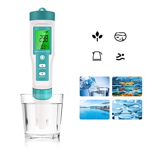 Digital Water Quality Meter, Water Quality Testing Pen Backlight Display Handheld PH TDS Temperature EC Salinity SG ORP for Swimming Pool