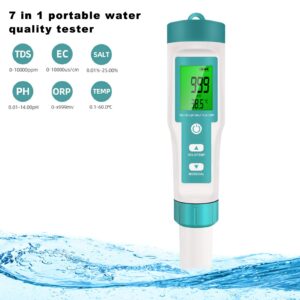 Digital Water Quality Meter, Water Quality Testing Pen PH TDS Temperature EC Salinity SG ORP Multifunctional for Aquaculture