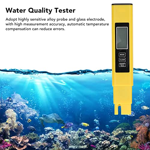 TDS Meter, Dual Color Prompt Digital Display Glass Electrode Automatic Temperature Compensation Unit Switching Water Quality Tester for Swimming Pool