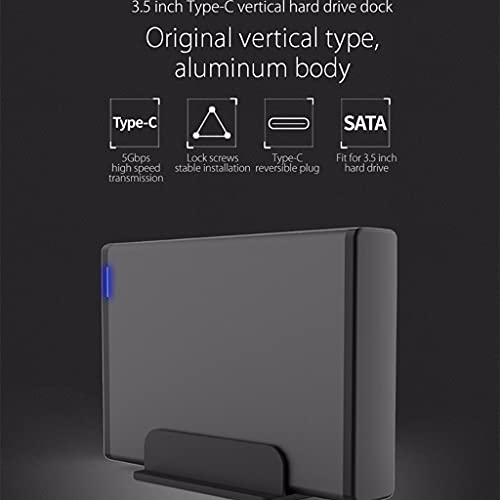 n/a Aluminum 3.5 inch Type-C USB3.1 to SATA3.0 External Case HDD SSD Hard Drive Disk Enclosure Dock Storage Box 5GBPS 8TB