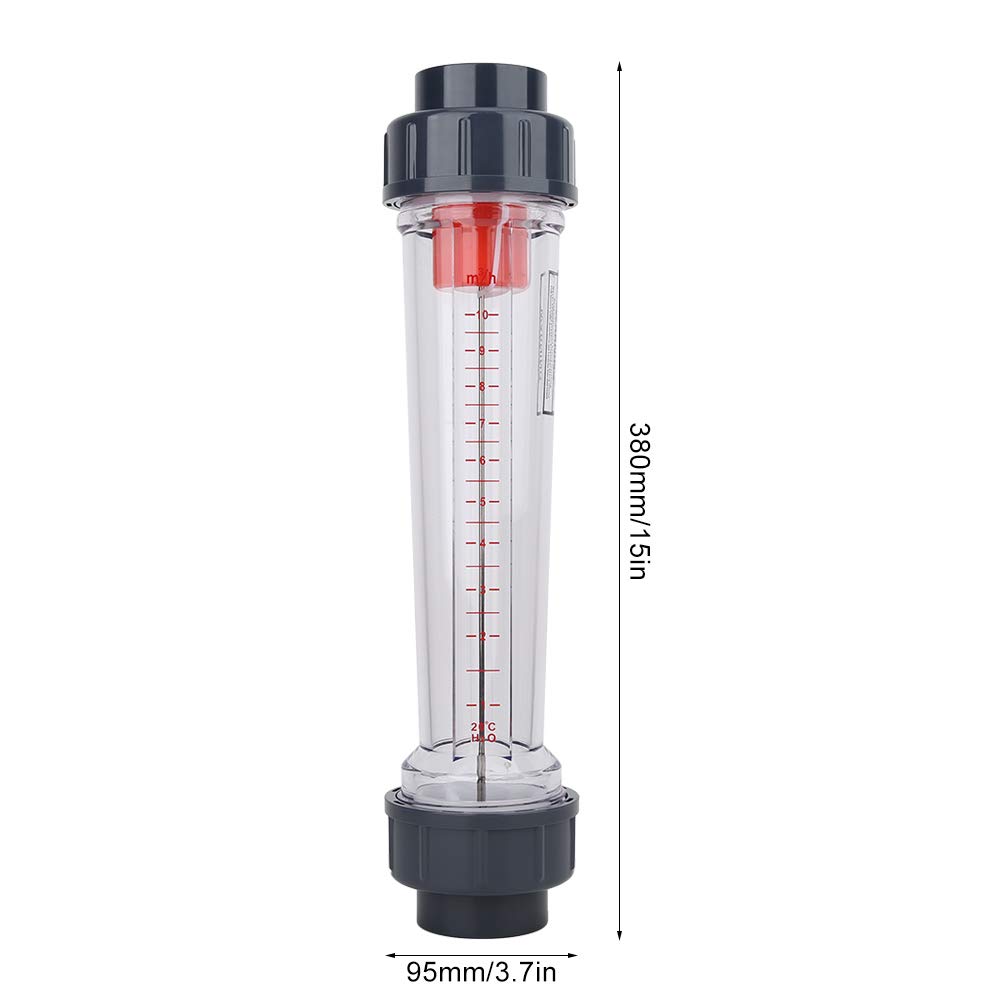 LZS-40 (D) Tube Type Flowmeter 1-10 Transparent Water Rotameter 50mm/2in Liquid Flowing Meters Plastic Flat Interface Liquid Flowing Rate Gauge Hydraulic Valve Fittings