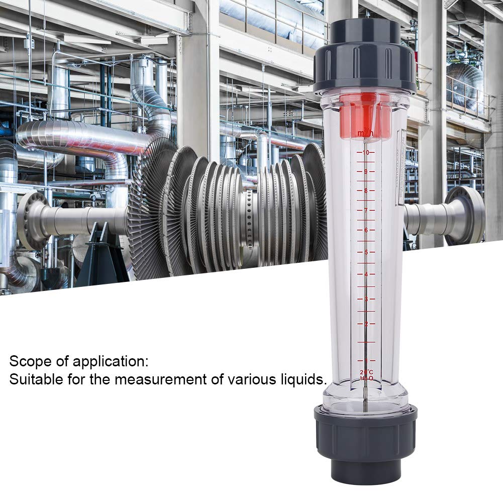 LZS-40 (D) Tube Type Flowmeter 1-10 Transparent Water Rotameter 50mm/2in Liquid Flowing Meters Plastic Flat Interface Liquid Flowing Rate Gauge Hydraulic Valve Fittings