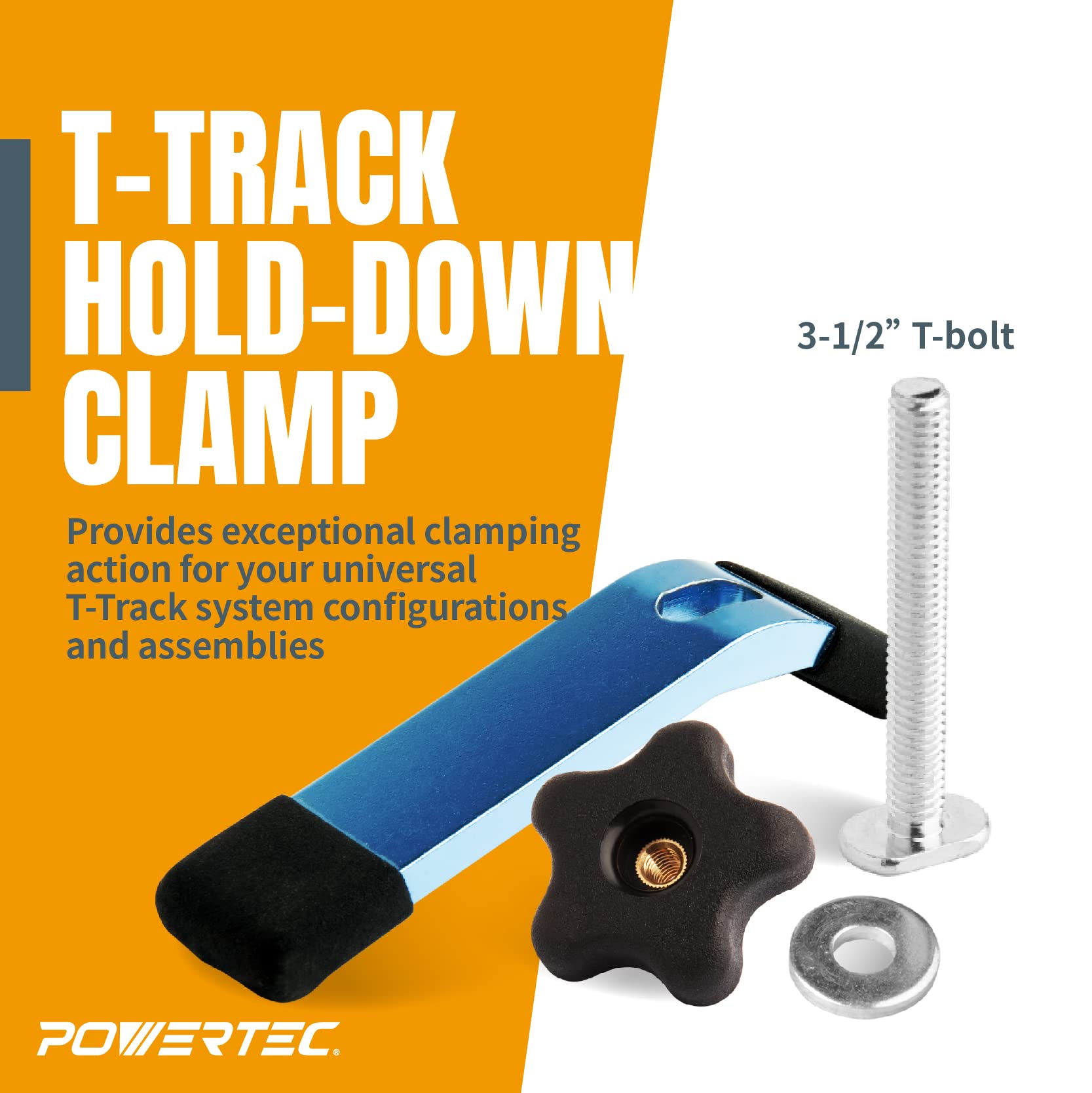 POWERTEC 71168-P3 T-Track Hold Down Clamps, 5-1/2" L x 1-1/8" Width, 6 PK