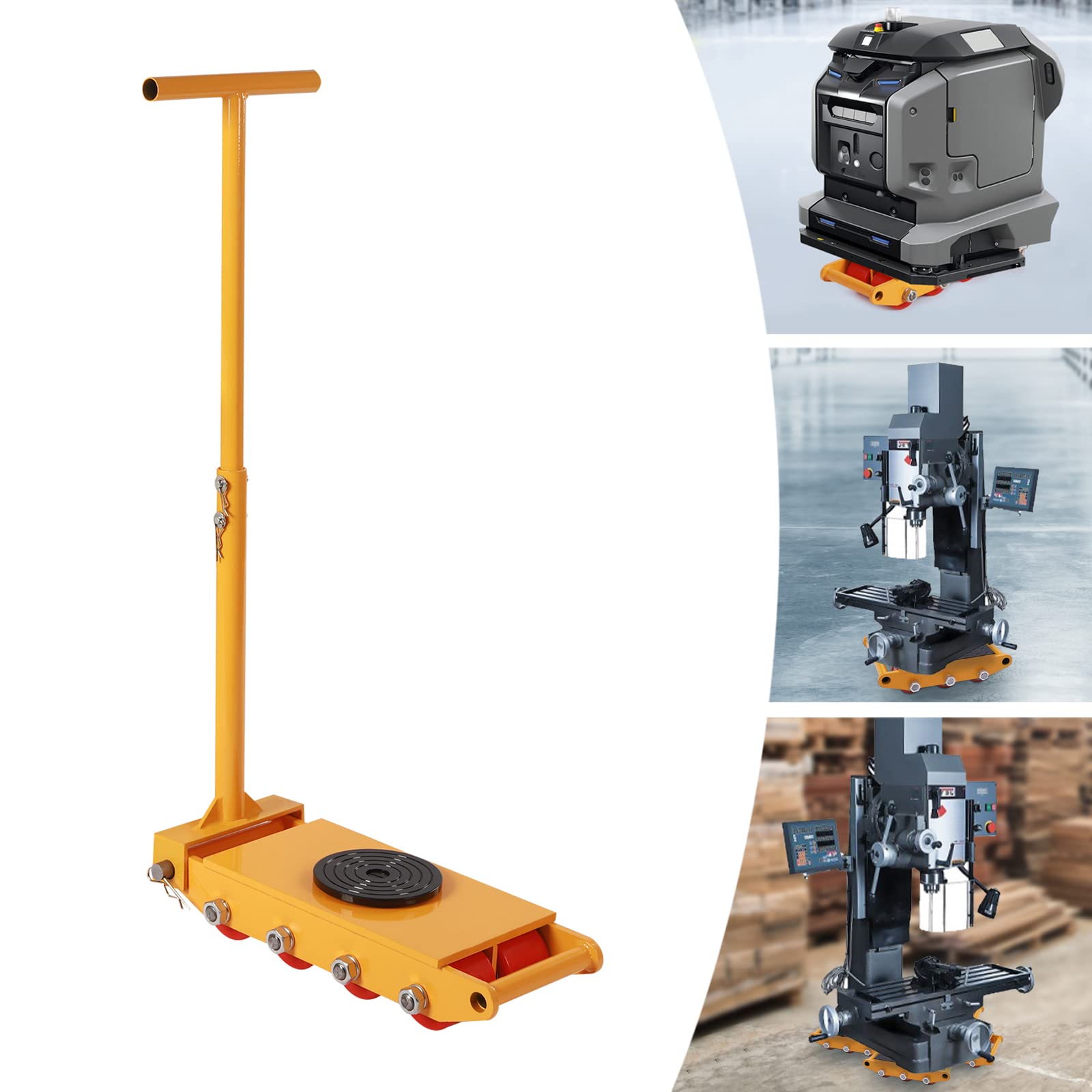 Machine Skates, 12T Machinery Skate, 26400lbs Machinery Moving Skate, Machinery Mover Skate with 360° Rotation Cap, Heavy Duty Machine Dolly Skate for Industrial Moving Equipment, 1pc