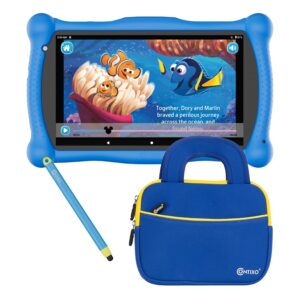contixo kids tablet v10, 7-inch hd, ages 3-7, toddler tablet with sleeve bag bundle, learning tablet set for children - blue