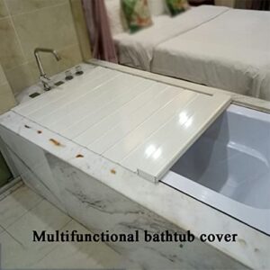 Bathtub Tray, PVC Shutter Bath Lid - Dustproof Thermal Insulation, Tray Bearing 5kg Fits Most Tubs, Can Store Wine Glass, Books, Tablets, Cellphones (Color : White, Size : 118x75cm/46 x30)