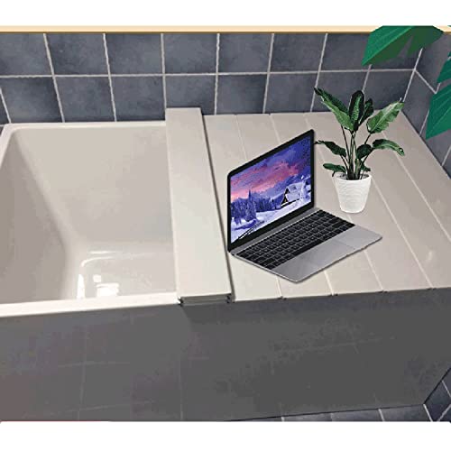 Bathtub Tray, PVC Shutter Bath Lid - Dustproof Thermal Insulation, Tray Bearing 5kg Fits Most Tubs, Can Store Wine Glass, Books, Tablets, Cellphones (Color : White, Size : 118x75cm/46 x30)