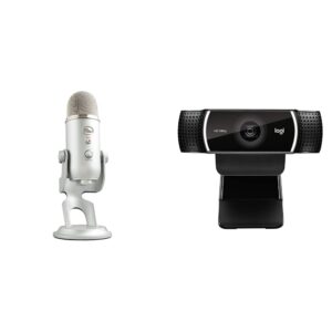 blue yeti podcast equipment bundle - for pc, mac, gaming, recording, streaming, podcasting, studio, and computer condenser, blue vo!ce effects, 4 pickup patterns, premium led light - silver