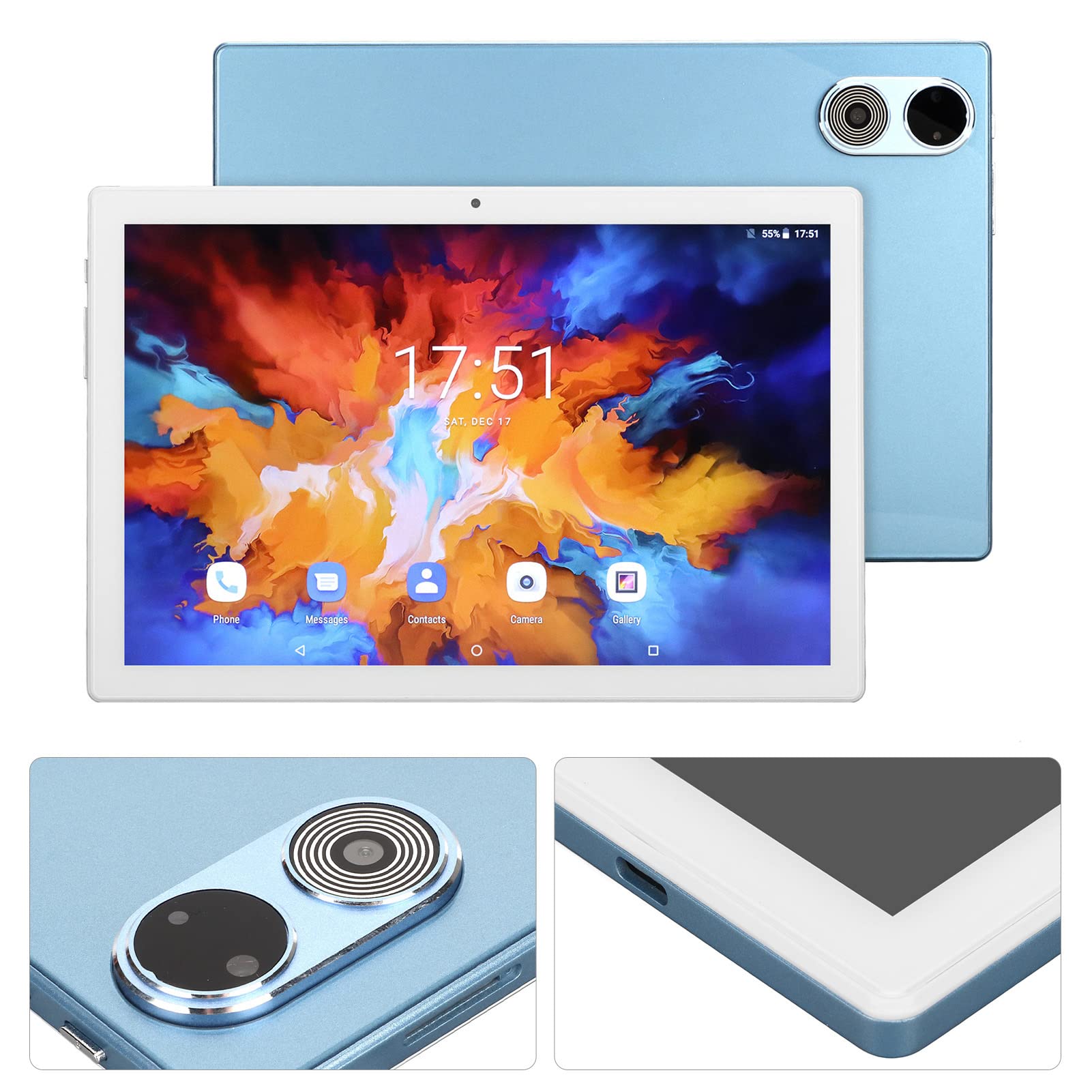 Tablet PC, 10.1 Inch IPS Touchscreen 2.4 5G WiFi Calling Tablet, MT6755 8 Core CPU Gaming Tablet with 8GB RAM 128GB ROM, 8MP 20MP Cameras, 8800Mah Battery, Smooth Display (Blue)