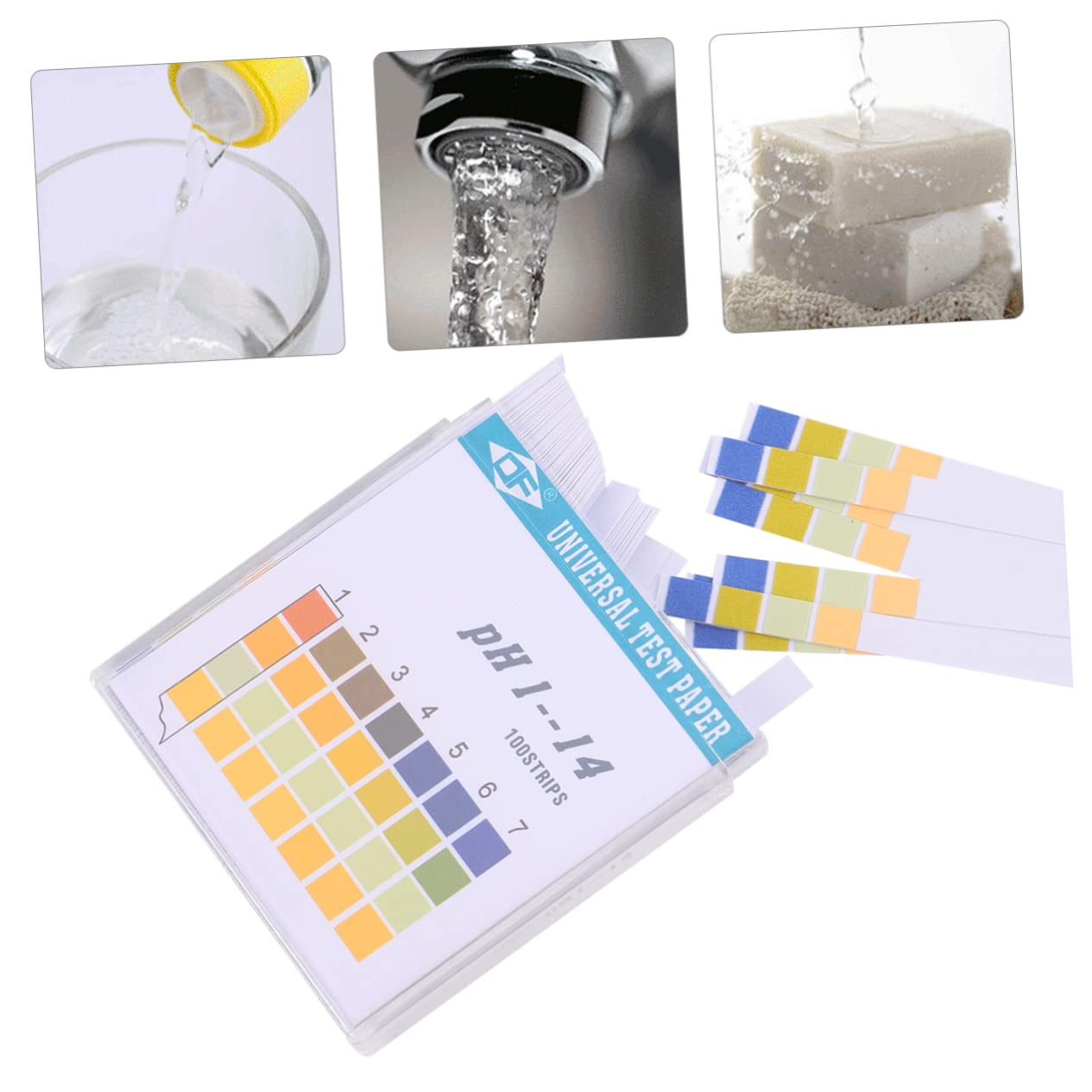 ULTECHNOVO 300 Pcs Ph Test Quality Test Strip Drinking Water Test Paper Ph Level Test Strips Litmus Test Paper Kits Spa Kit Universal Test Paper High Sensitivity Color Chart