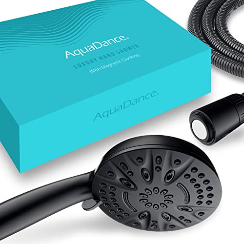 AquaDance New Magnetic Guidance Docking System - High-Pressure 8-setting Handheld Shower Head with Giant 5 inch Face, Magnetic Bracket, Extra-long 72 inch Stainless Steel Hose/Matte Black Finish