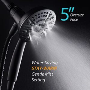 AquaDance New Magnetic Guidance Docking System - High-Pressure 8-setting Handheld Shower Head with Giant 5 inch Face, Magnetic Bracket, Extra-long 72 inch Stainless Steel Hose/Matte Black Finish