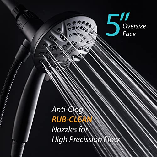 AquaDance New Magnetic Guidance Docking System - High-Pressure 8-setting Handheld Shower Head with Giant 5 inch Face, Magnetic Bracket, Extra-long 72 inch Stainless Steel Hose/Matte Black Finish