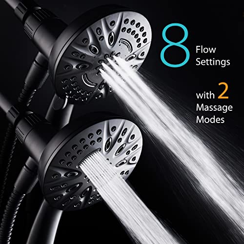 AquaDance New Magnetic Guidance Docking System - High-Pressure 8-setting Handheld Shower Head with Giant 5 inch Face, Magnetic Bracket, Extra-long 72 inch Stainless Steel Hose/Matte Black Finish