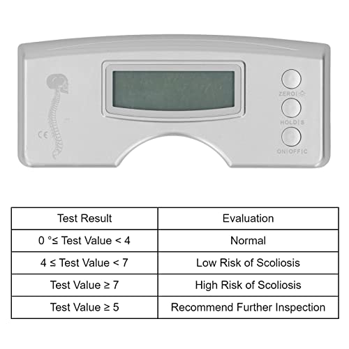 Electronic Scoliometer, High Accuracy Easy Operation 0 to 30 Degree Scoliosis Meter Portable Compact Size with Storage Bag for Hospital