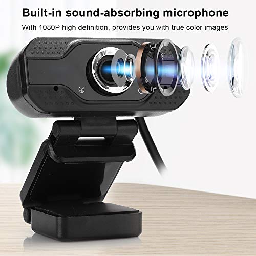 Zyyini Bindpo Computer Camera, 1080P HD USB Web Camera AutoFocus Angle Adjustable PC Camera with Microphone for Video Conferencing, Recording