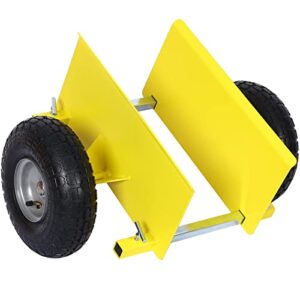 heavy duty adjustable panel dolly with pneumatic 10" wheels, 600lbs load bearing (yellow)