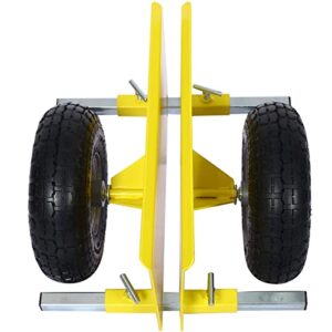 Heavy Duty Adjustable Panel Dolly with Pneumatic 10" Wheels, 600LBS Load Bearing (Yellow)