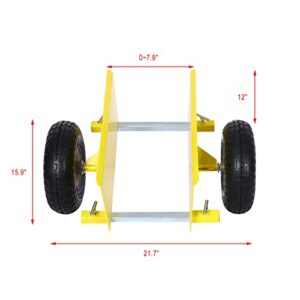 Heavy Duty Adjustable Panel Dolly with Pneumatic 10" Wheels, 600LBS Load Bearing (Yellow)