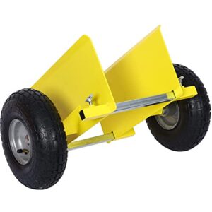 Heavy Duty Adjustable Panel Dolly with Pneumatic 10" Wheels, 600LBS Load Bearing (Yellow)