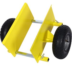 Heavy Duty Adjustable Panel Dolly with Pneumatic 10" Wheels, 600LBS Load Bearing (Yellow)