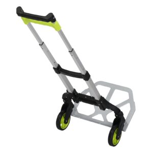 folding hand truck,75kg aluminum folding hand truck and dolly,portable luggage trolley cart with wheels for indoor outdoor moving travel (green)
