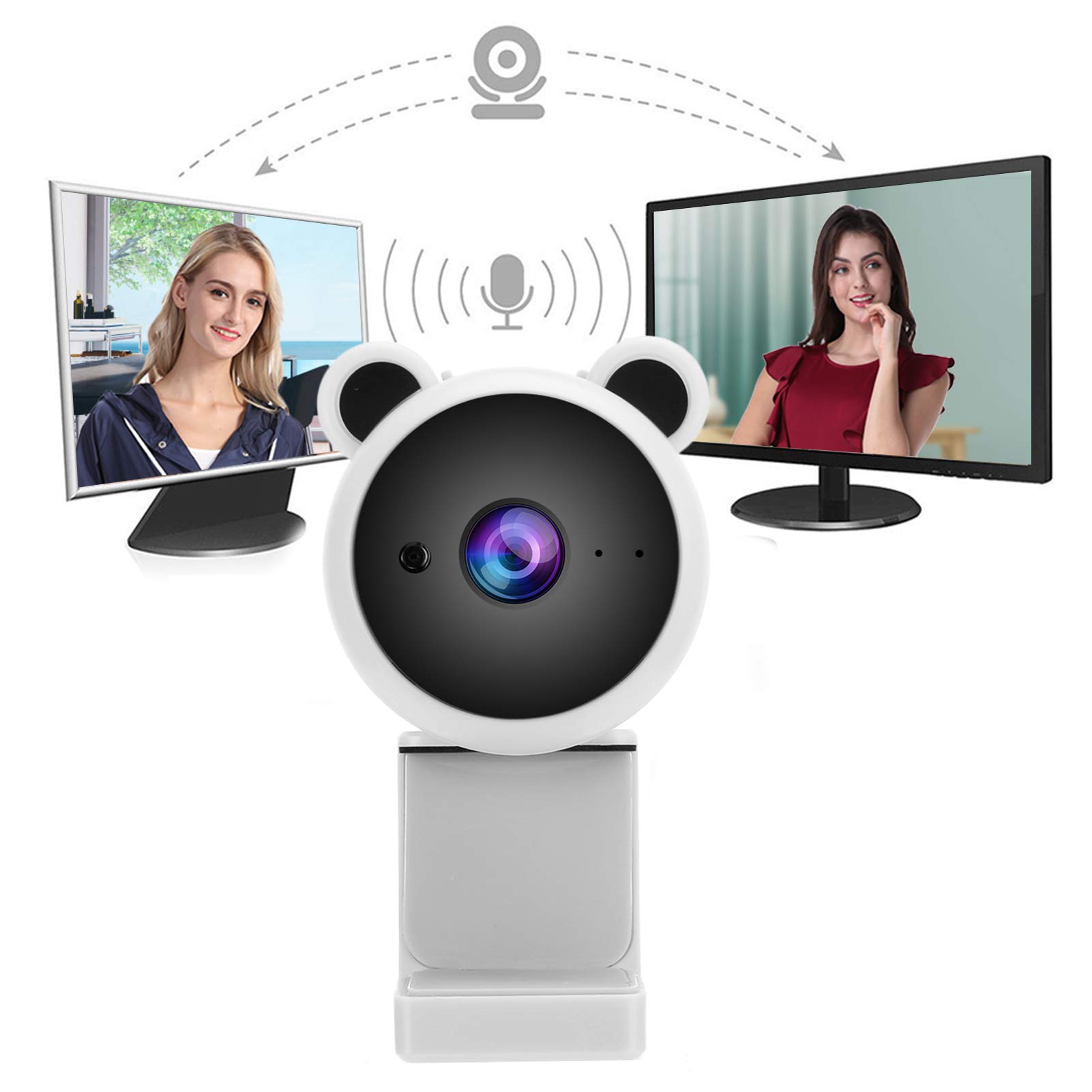 Jopwkuin Digital Computer Webcam, Living Colors Webcam with Microphone 30FPS with Microphone for Online Teaching for Internet Broadcasts(White)