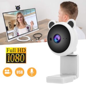 Jopwkuin Digital Computer Webcam, Living Colors Webcam with Microphone 30FPS with Microphone for Online Teaching for Internet Broadcasts(White)