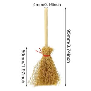 20pcs Mini Straw Brooms with Red Ropes Miniature Artificial Broom Halloween Straw Craft Decoration for Costume Cosplay Halloween Party Decorative Accessory Hangings Decorations