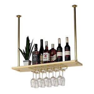 nerdoh ceiling shelf,iron solid wood ceiling wine rack hanging wine glass racks,for bars/restaurants/kitchens storage rack,easy to install,single layer/4 sizes