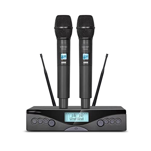 n/a Wireless Microphone UHF 2 Channels Handheld Frequency Adjustable for Party Stage Show 50M Use Distance