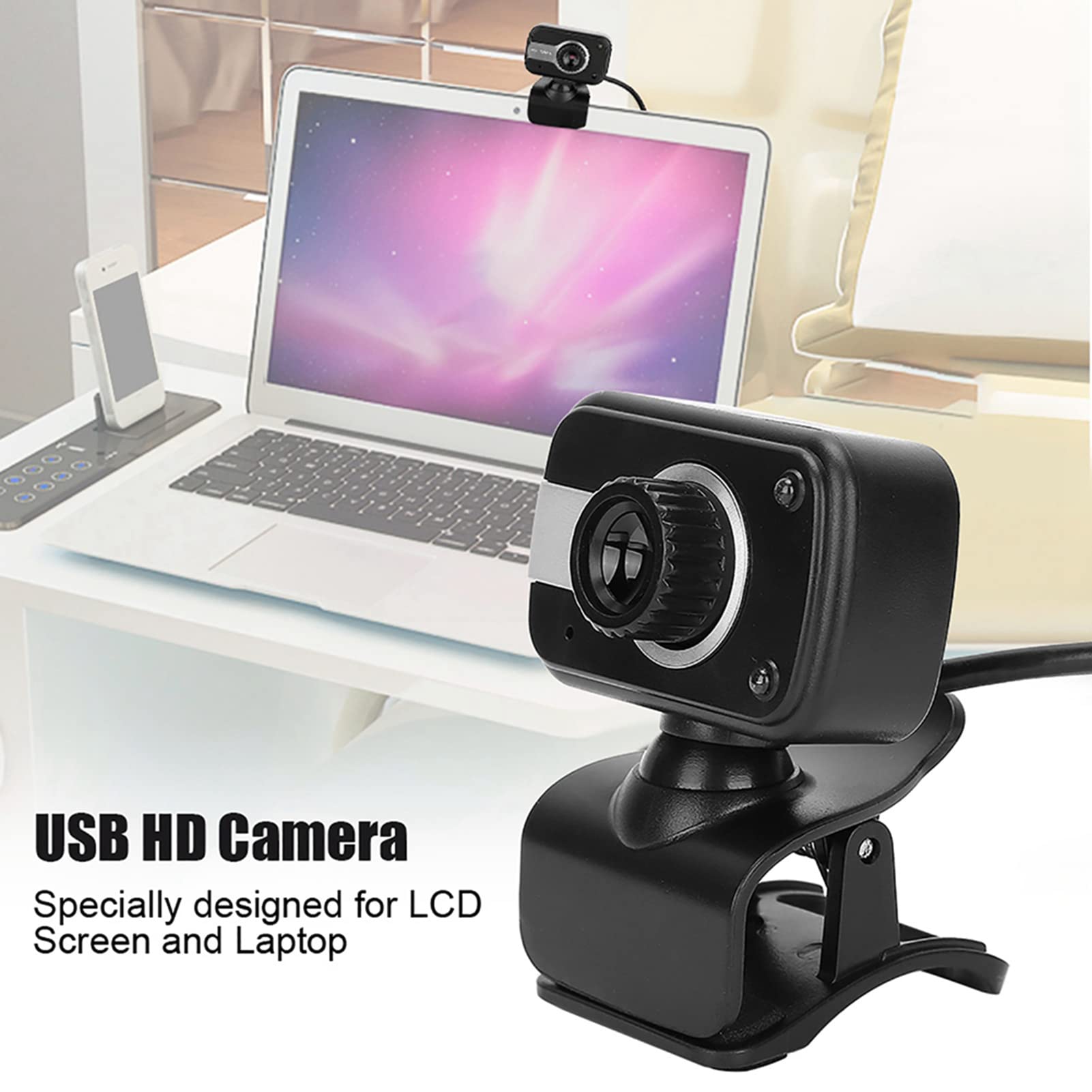 360 Degree USB Webcam with 0.3MP MIC for Laptop/PC/Monitor - High Definition Wireless Camera for MSN/ICQ Night - Perfect USB Camera for Computer, Laptop and More