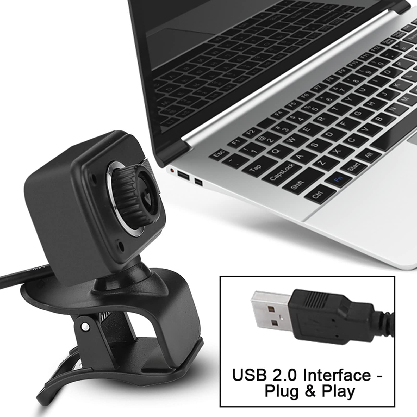 360 Degree USB Webcam with 0.3MP MIC for Laptop/PC/Monitor - High Definition Wireless Camera for MSN/ICQ Night - Perfect USB Camera for Computer, Laptop and More