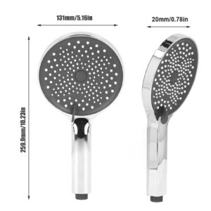 G1/2 Thread Handheld Shower Head, High Pressure in the Head Multi Layer Plating Bathroom Showerhead, Abrasion Heat Resistant Handheld Rain Showerhead for Bathroom(Silver)